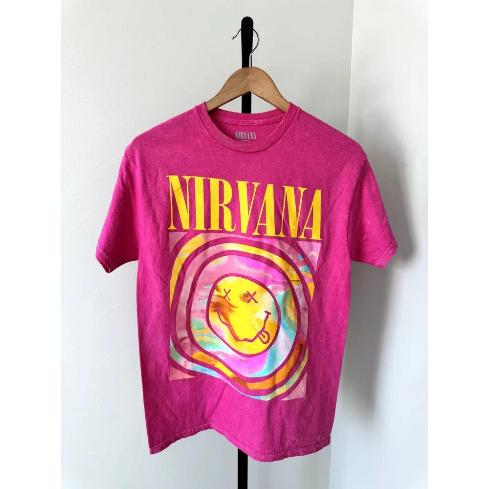 Nirvana Bright Pink Nirvana Band T Shirt - Picture 1 of 1